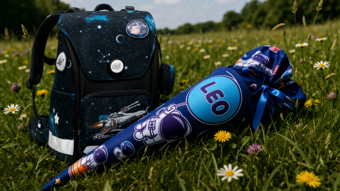 Einschulung steht vor der Tür. Leos Ranzen, Schultüte und ein neuer Lebensabschnitt