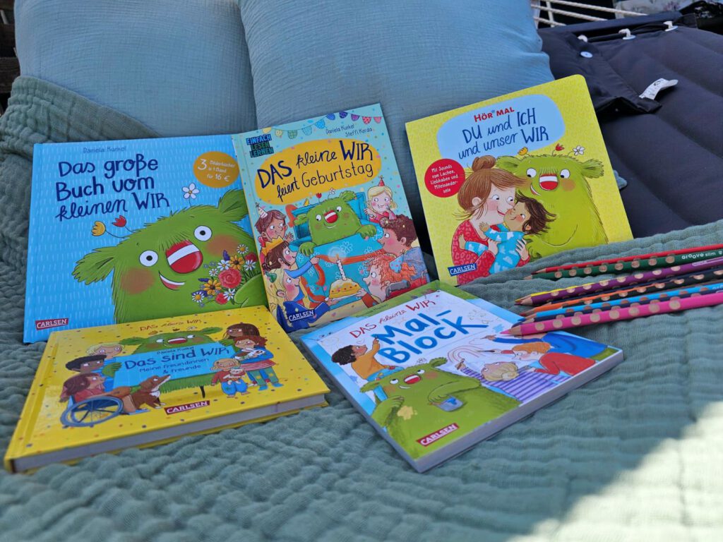 Das kleine WIR Bücher-Set von Carlsen mit Bilderbüchern, Soundbuch und Malblock als Geschenk zum Kindergartenabschied und zur Einschulung.